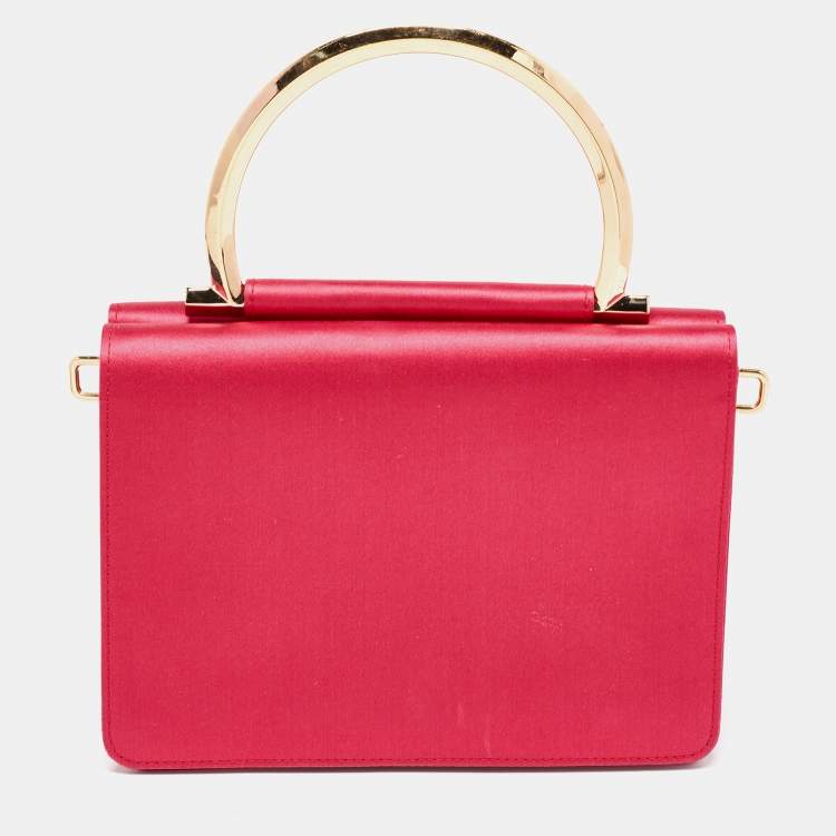 Pre Owned Salvatore Ferragamo Pink Satin Top Handle Bag