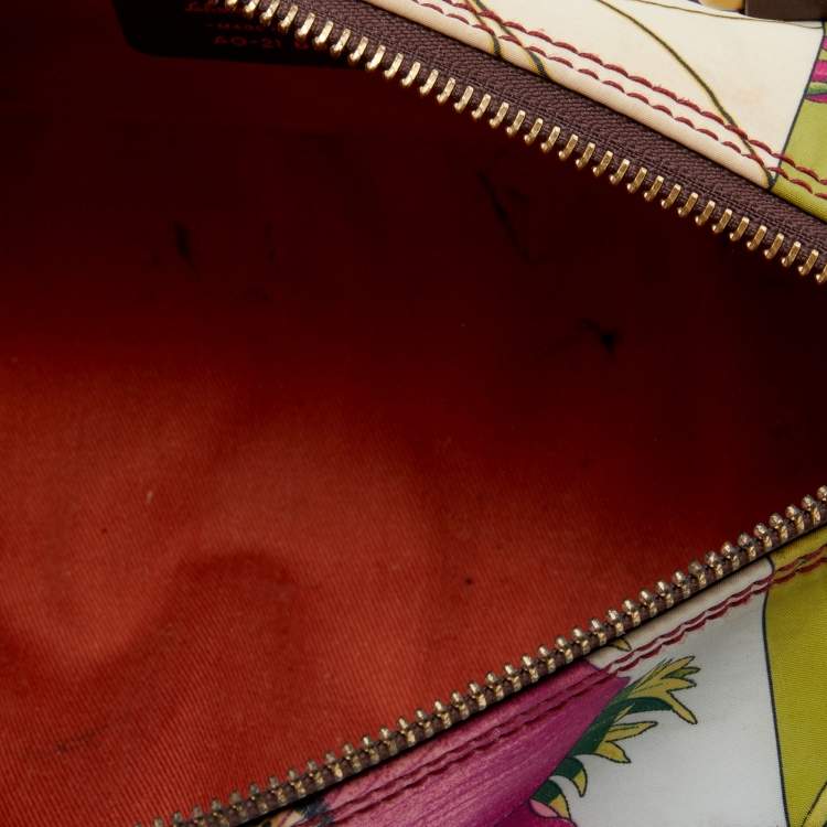 Pre Owned Salvatore Ferragamo Multicolor Fiera Print Nylon Satchel