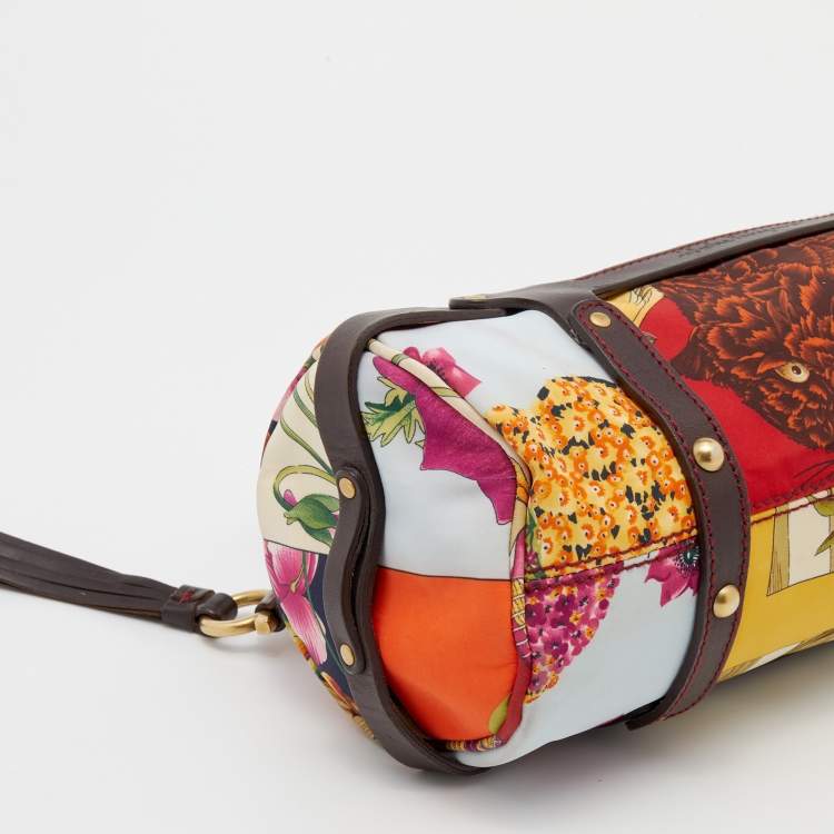 Pre Owned Salvatore Ferragamo Multicolor Fiera Print Nylon Satchel