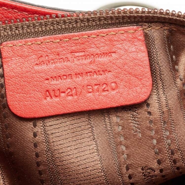 Pre Owned Salvatore Ferragamo Red Lipstick Leather Marisa Satchel