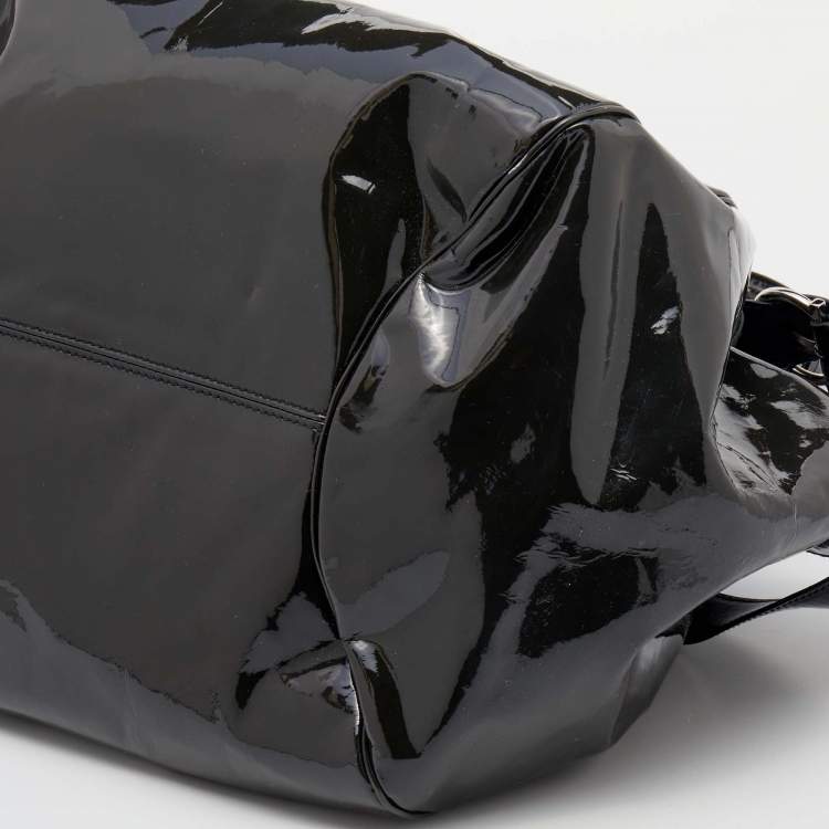 مملوكة مسبقًا Salvatore Ferragamo Dark Grey Patent Leather Marisa Satchel