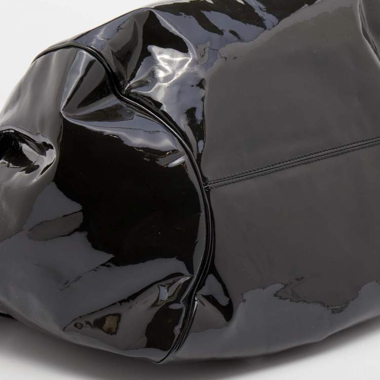 مملوكة مسبقًا Salvatore Ferragamo Dark Grey Patent Leather Marisa Satchel