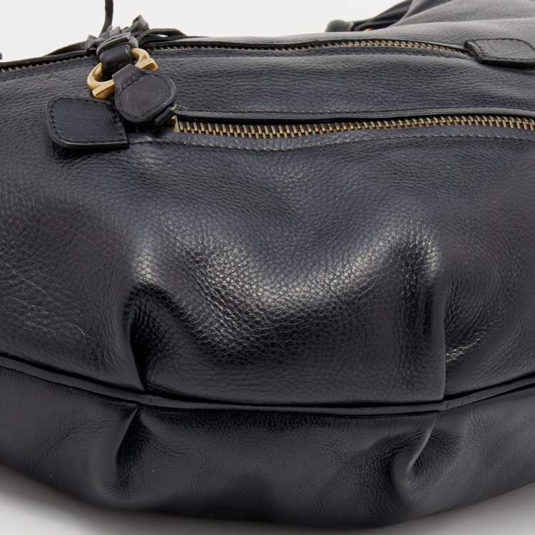 مملوكة مسبقًا Salvatore Ferragamo Black Leather Tassel Detail Hobo