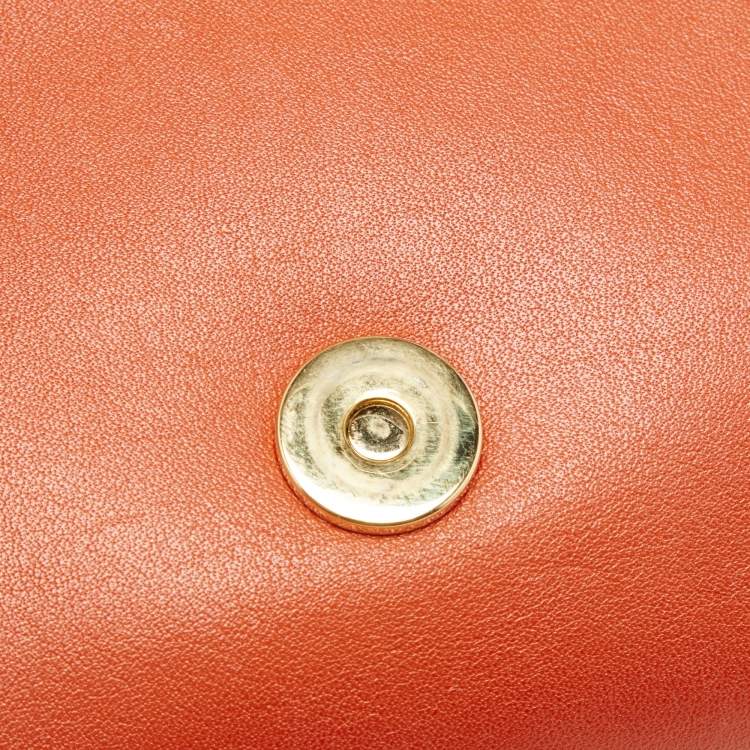 Pre Owned Salvatore Ferragamo Orange Gancini Flap Shoulder Bag