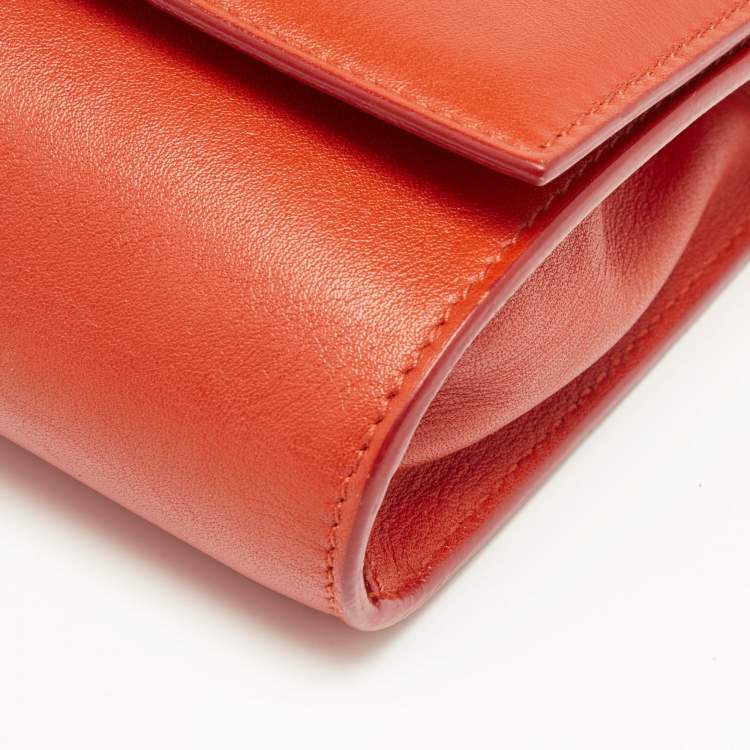 Pre Owned Salvatore Ferragamo Orange Gancini Flap Shoulder Bag
