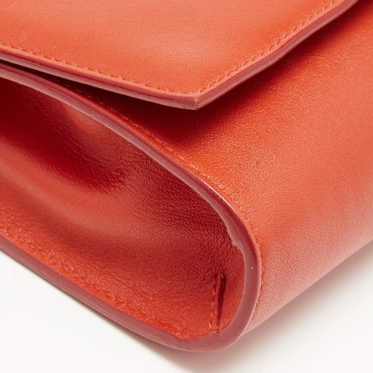 Pre Owned Salvatore Ferragamo Orange Gancini Flap Shoulder Bag
