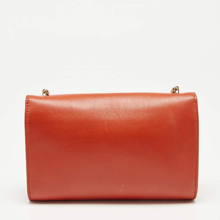 Pre Owned Salvatore Ferragamo Orange Gancini Flap Shoulder Bag