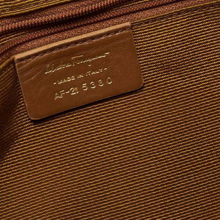 Pre Owned Salvatore Ferragamo Light Blue/Beige Canvas And Leather Gancini Shoulder Bag