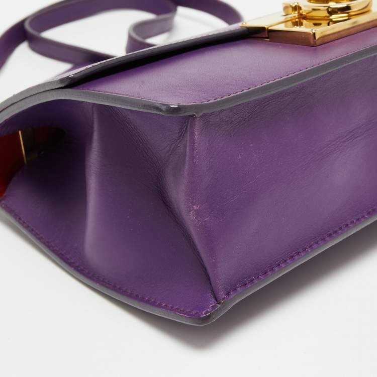 Pre Owned Salvatore Ferragamo Purple Leather Gancio Lock Top Handle Bag