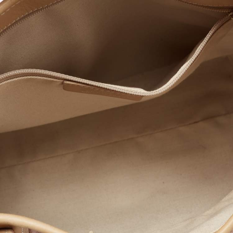 Pre Owned Salvatore Ferragamo Pink/Beige Signature Coated Canvas and Leather Tote