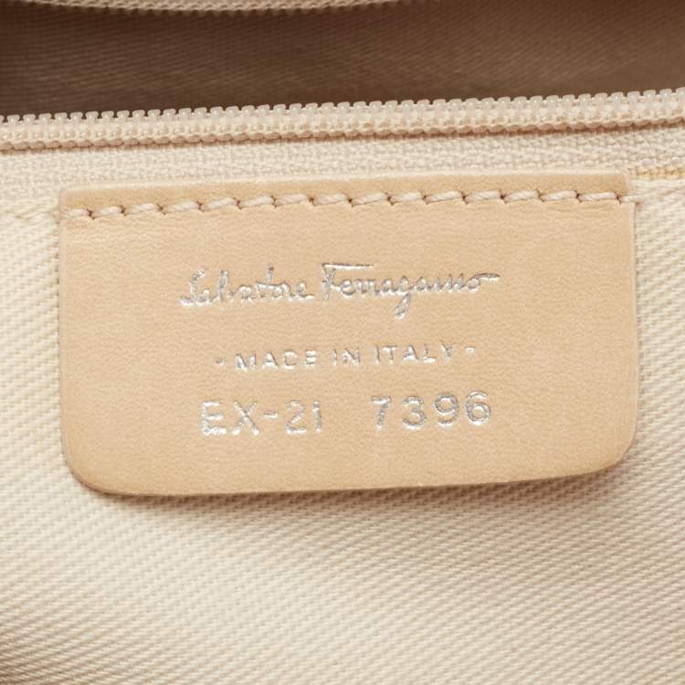 Pre Owned Salvatore Ferragamo Pink/Beige Signature Coated Canvas and Leather Tote