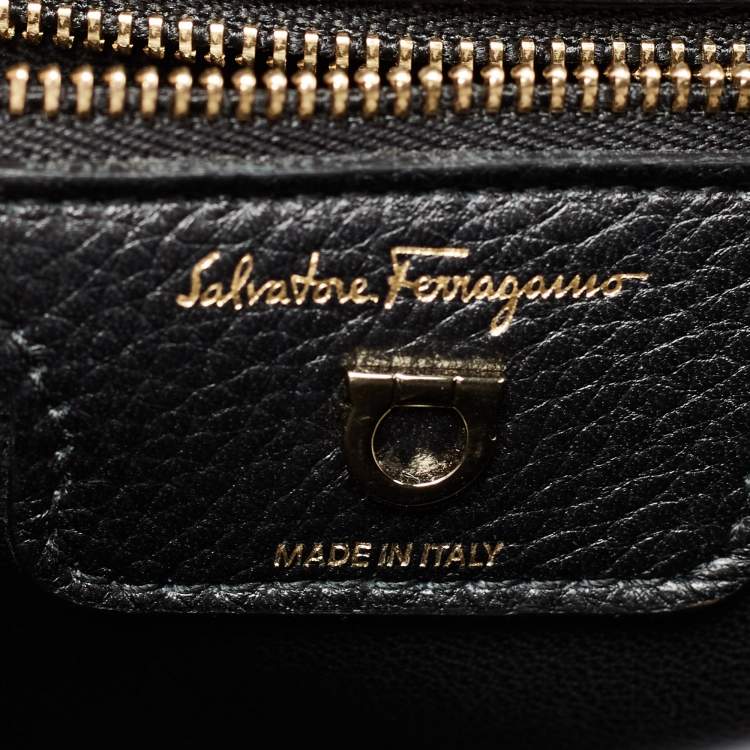 Pre Owned Salvatore Ferragamo Black Leather Studio Backpack