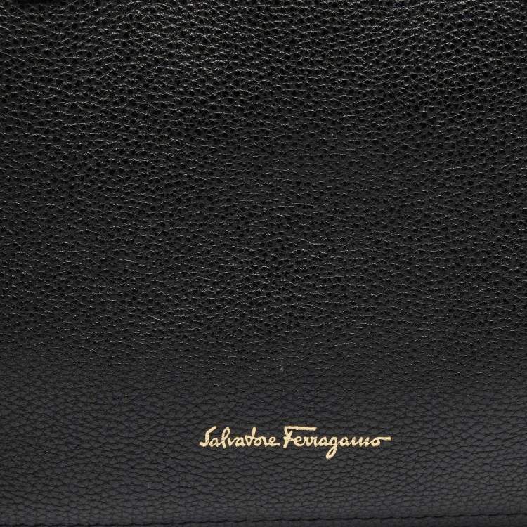 Pre Owned Salvatore Ferragamo Black Leather Medium Amy Tote 