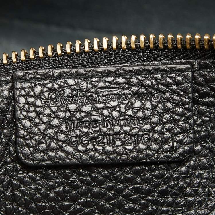 Pre Owned Salvatore Ferragamo Black Leather Medium Amy Tote 