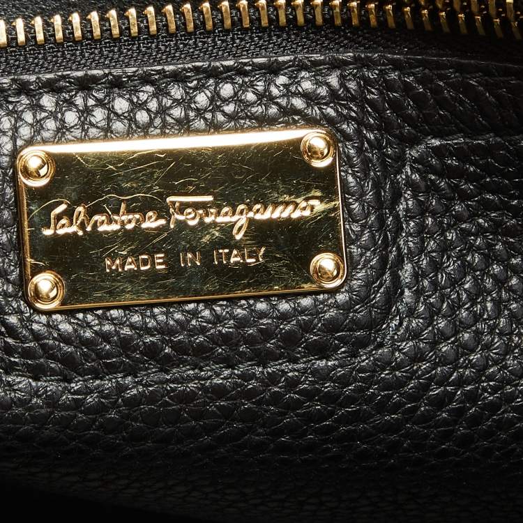 Pre Owned Salvatore Ferragamo Black Leather Medium Amy Tote 