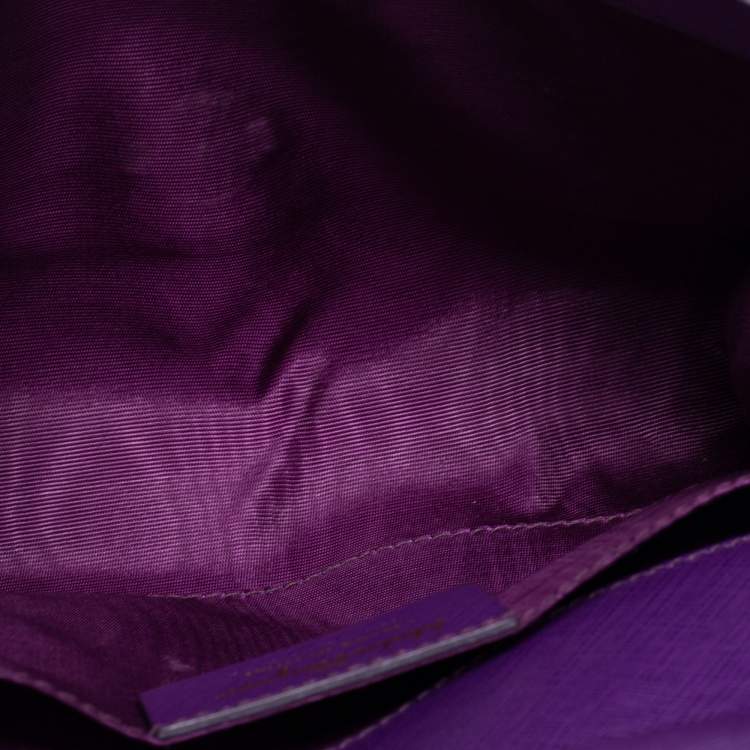 Pre Owned Salvatore Ferragamo Purple Leather Vara Bow Chain Bag