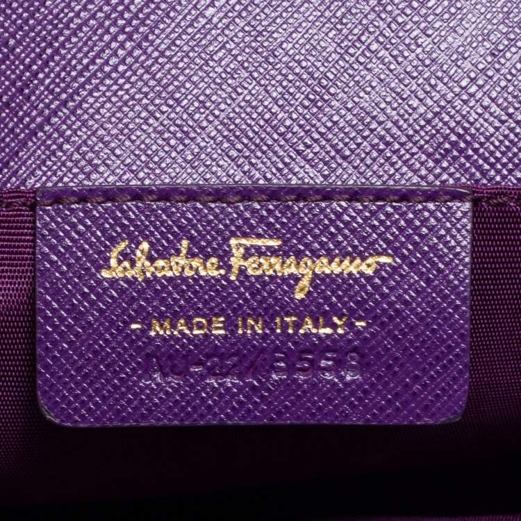 Pre Owned Salvatore Ferragamo Purple Leather Vara Bow Chain Bag