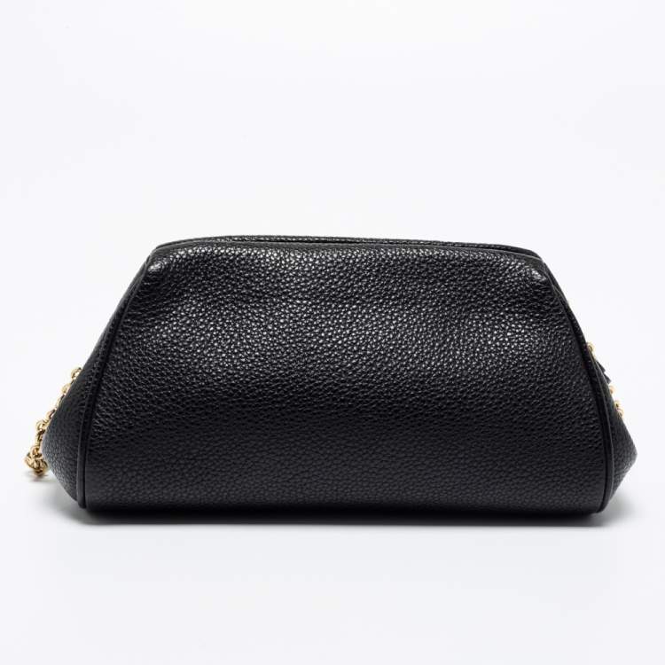 Pre Owned Salvatore Ferragamo Black Leather Gancini Crossbody Bag
