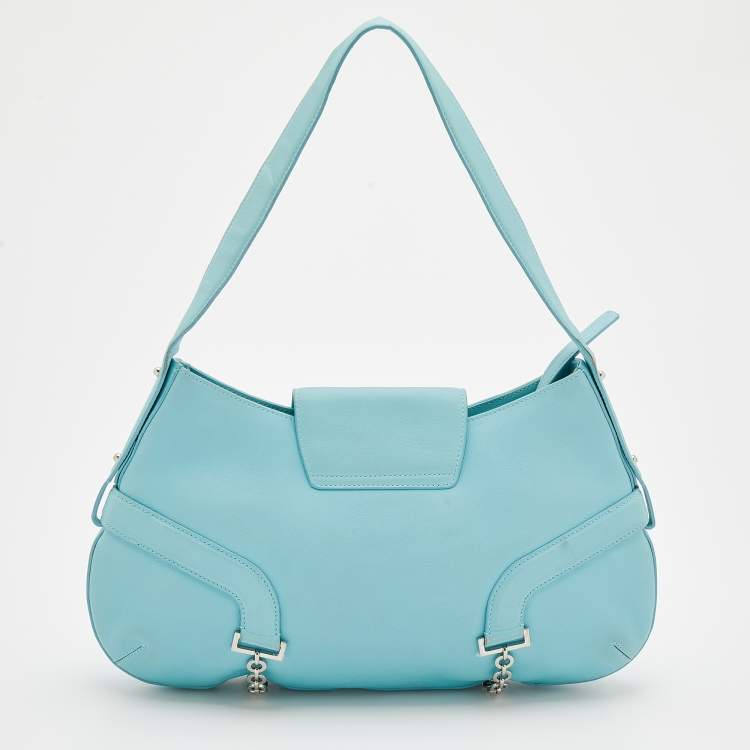 مملوكة مسبقًا Salvatore Ferragamo Blue Leather Flap Shoulder Bag