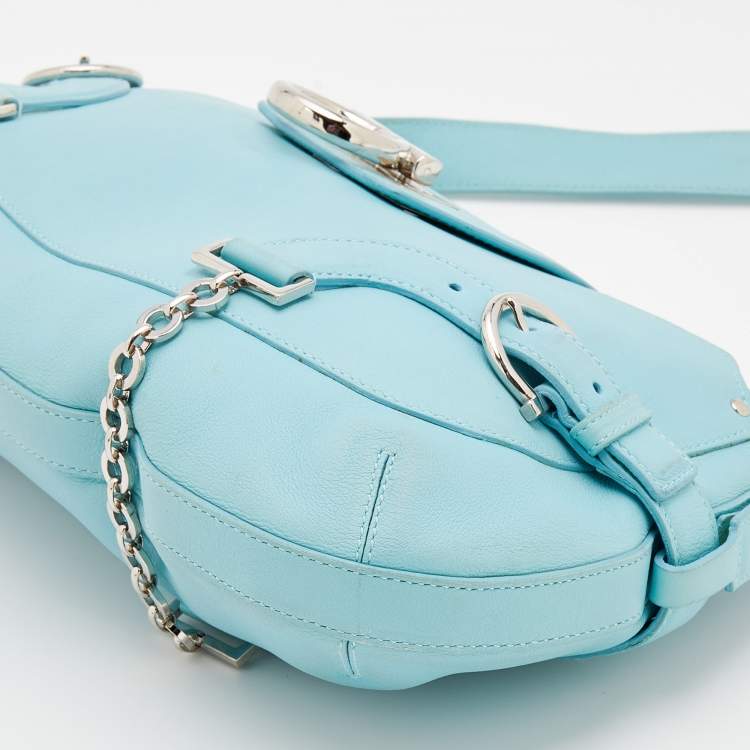 مملوكة مسبقًا Salvatore Ferragamo Blue Leather Flap Shoulder Bag