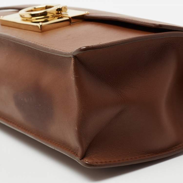 Pre Owned Salvatore Ferragamo Tan Leather Marisol Top Handle Bag
