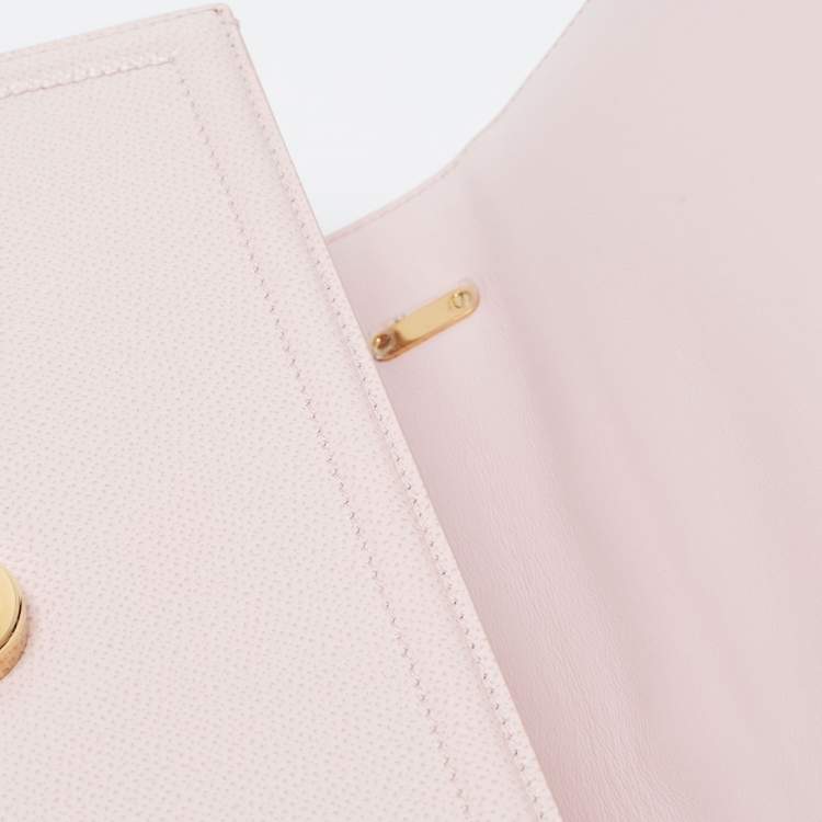 Pre Owned Salvatore Ferragamo Pale Pink Leather Vara Bow Shoulder Bag