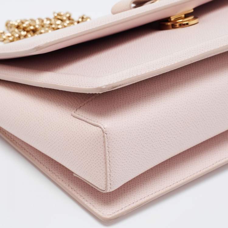 Pre Owned Salvatore Ferragamo Pale Pink Leather Vara Bow Shoulder Bag