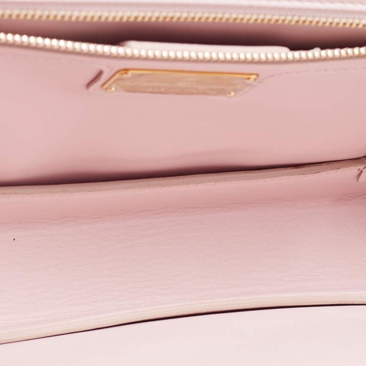 Pre Owned Salvatore Ferragamo Pale Pink Leather Vara Bow Shoulder Bag