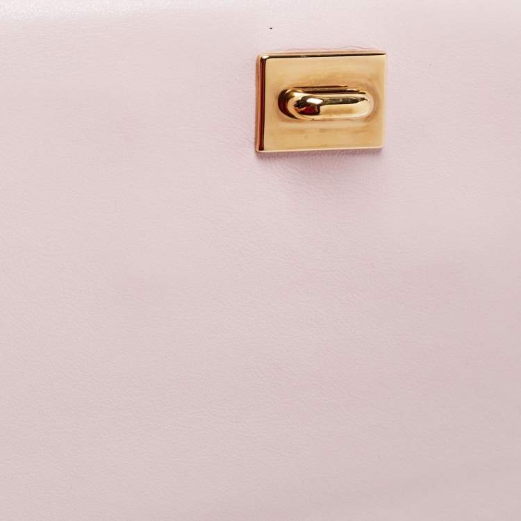 Pre Owned Salvatore Ferragamo Pale Pink Leather Vara Bow Shoulder Bag