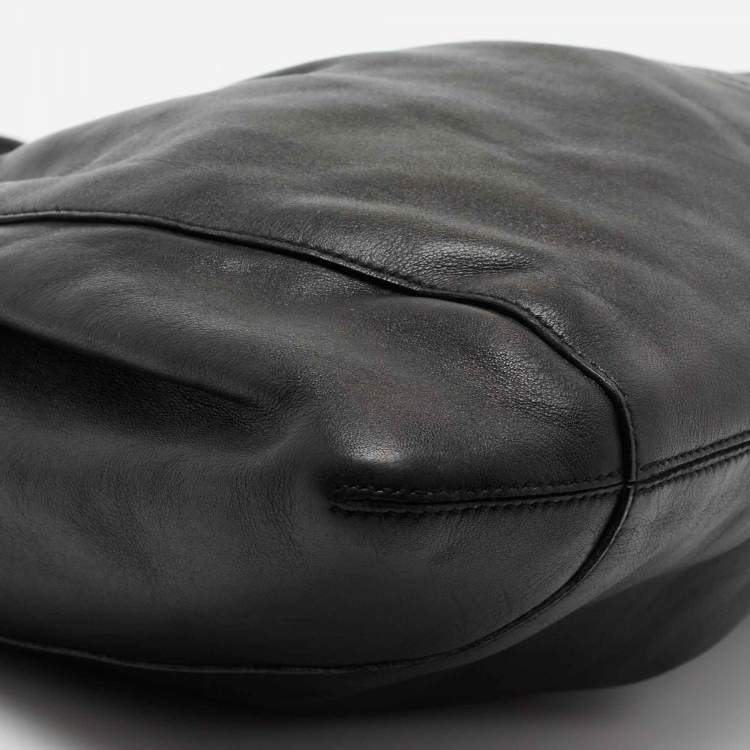 Pre Owned Salvatore Ferragamo Black Leather Gathered Tote