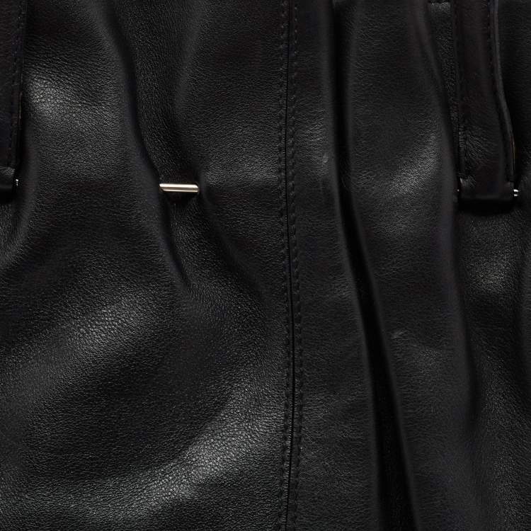 Pre Owned Salvatore Ferragamo Black Leather Gathered Tote