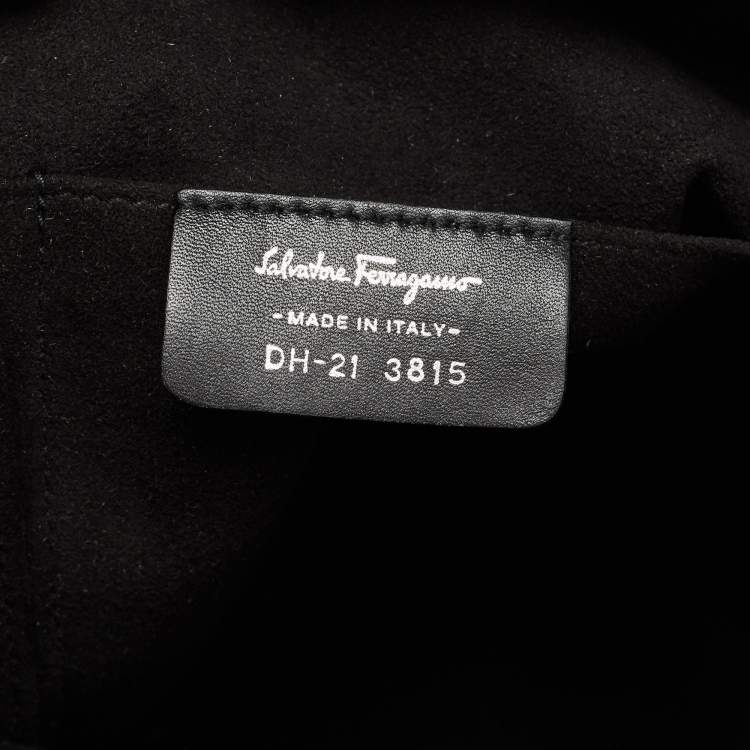 Pre Owned Salvatore Ferragamo Black Leather Gathered Tote