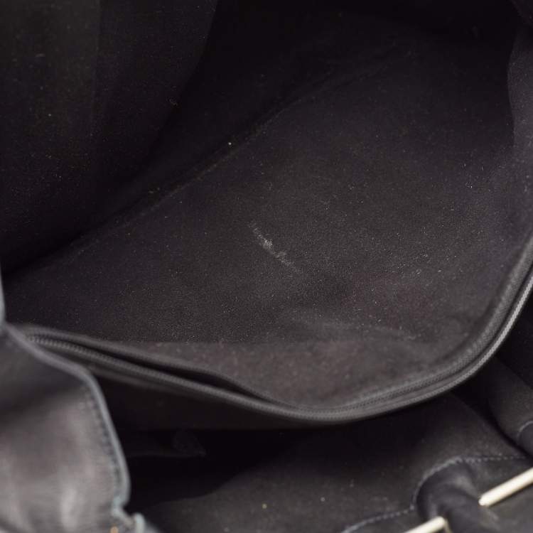 Pre Owned Salvatore Ferragamo Black Leather Gathered Tote