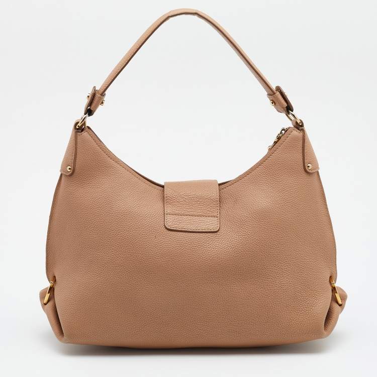 Pre Owned Salvatore Ferragamo Beige Leather Fanisa Hobo