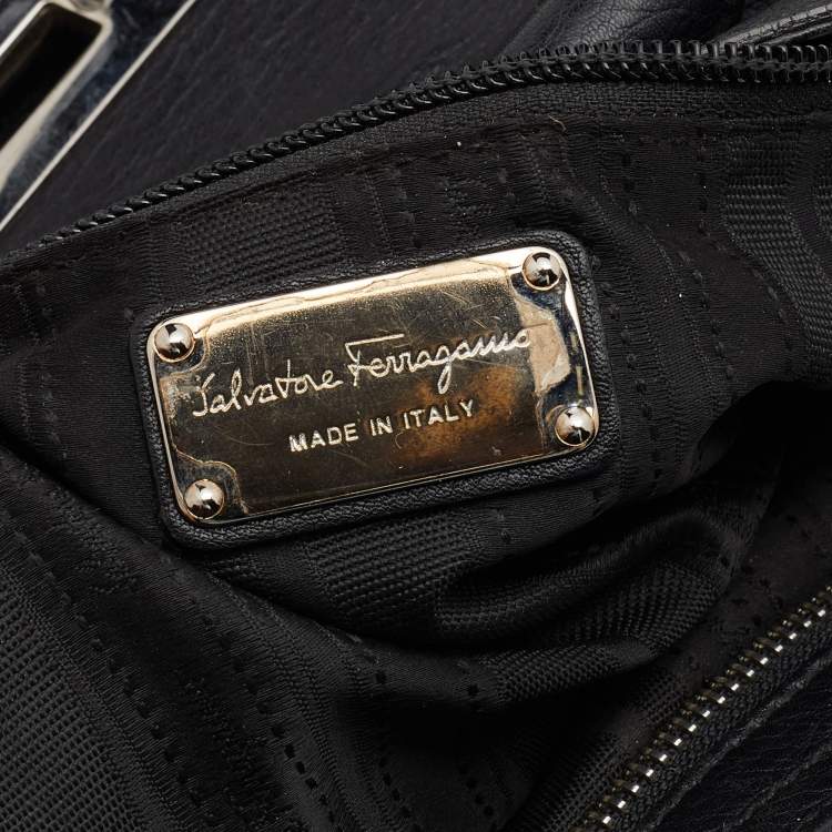 Pre Owned Salvatore Ferragamo Black Leather Marisa Satchel