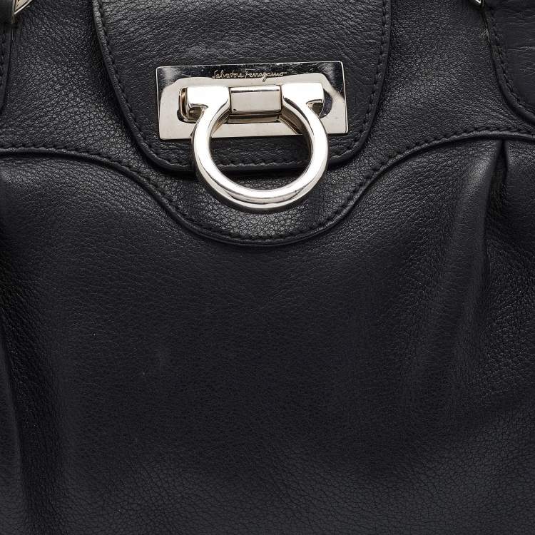 Pre Owned Salvatore Ferragamo Black Leather Marisa Satchel