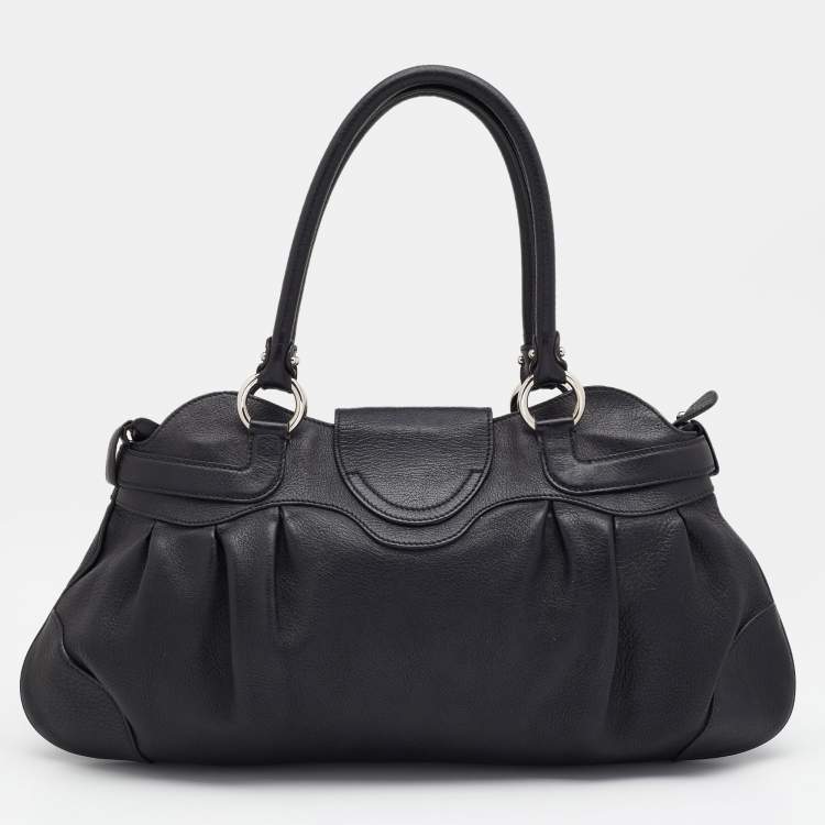 Pre Owned Salvatore Ferragamo Black Leather Marisa Satchel