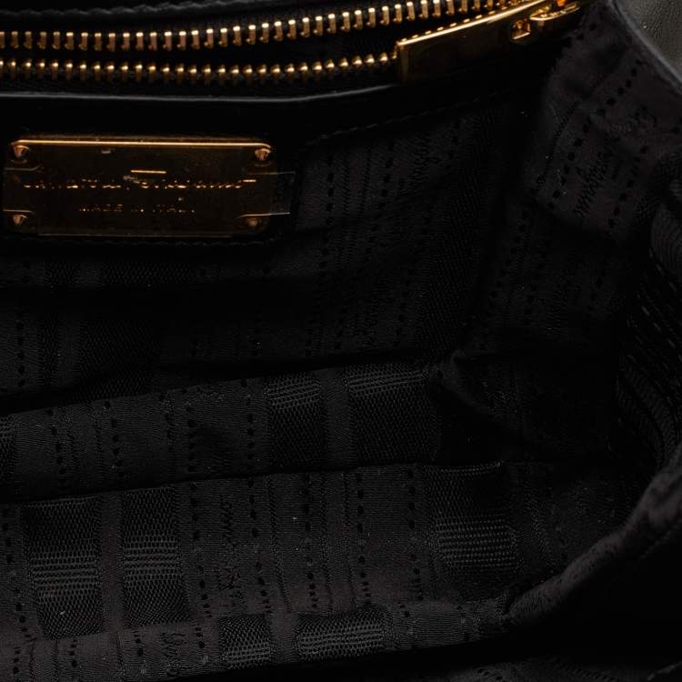 Pre Owned Salvatore Ferragamo Black Quilted Leather Ginny Shoulder Bag