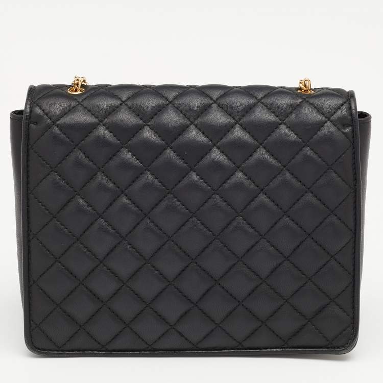 Pre Owned Salvatore Ferragamo Black Quilted Leather Ginny Shoulder Bag