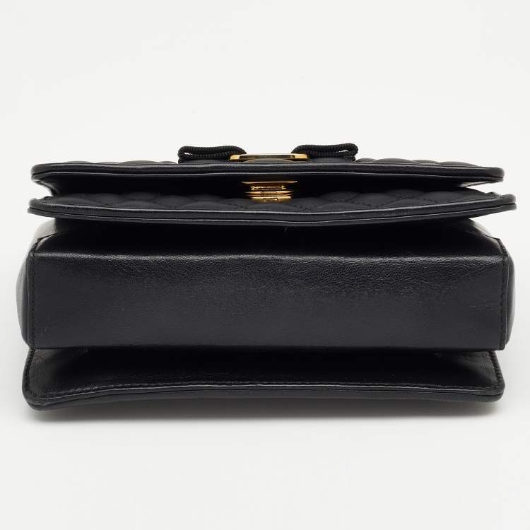 Pre Owned Salvatore Ferragamo Black Quilted Leather Ginny Shoulder Bag