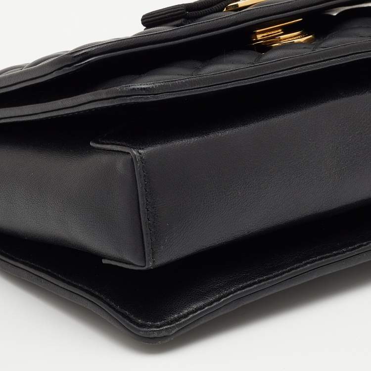Pre Owned Salvatore Ferragamo Black Quilted Leather Ginny Shoulder Bag