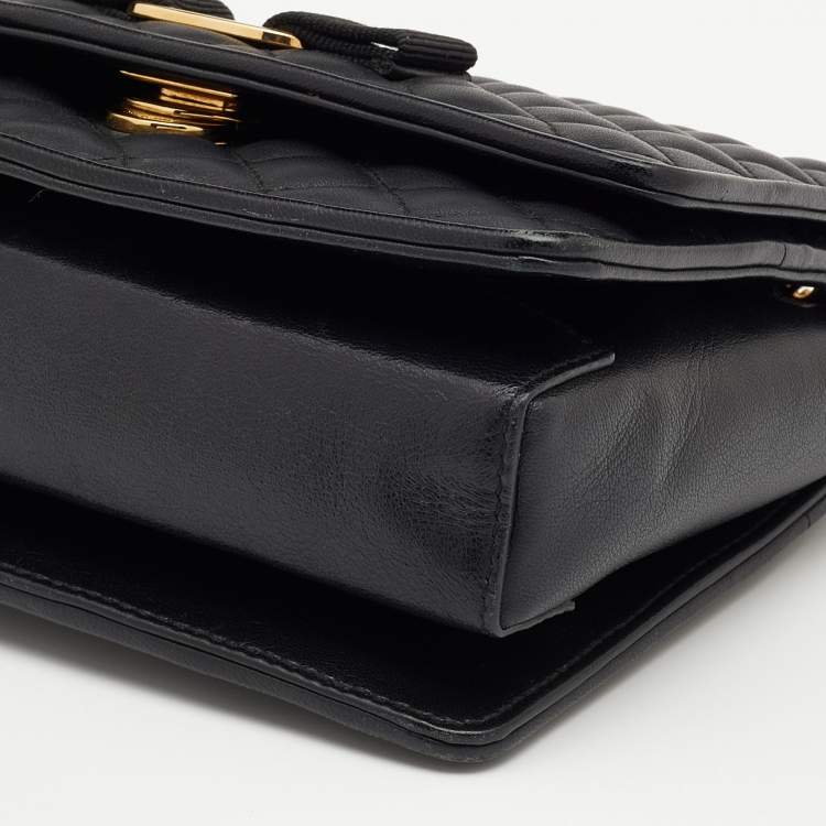 Pre Owned Salvatore Ferragamo Black Quilted Leather Ginny Shoulder Bag