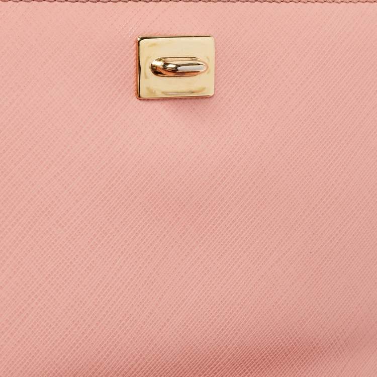 Pre Owned Salvatore Ferragamo Salmon Pink Leather Ginny Chain Shoulder Bag