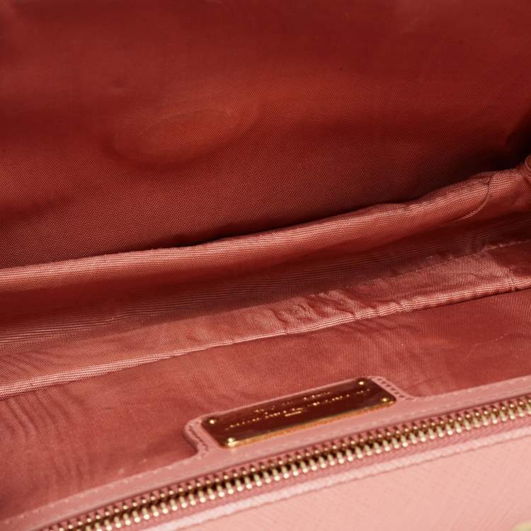 Pre Owned Salvatore Ferragamo Salmon Pink Leather Ginny Chain Shoulder Bag