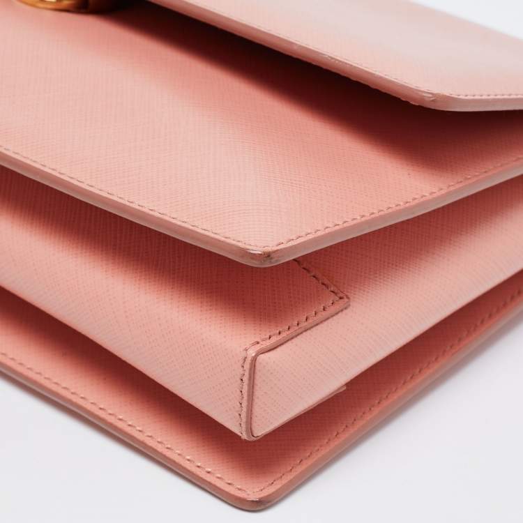Pre Owned Salvatore Ferragamo Salmon Pink Leather Ginny Chain Shoulder Bag