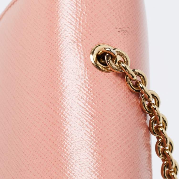 Pre Owned Salvatore Ferragamo Salmon Pink Leather Ginny Chain Shoulder Bag