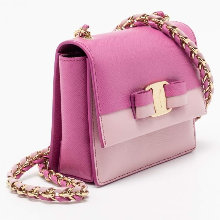 مملوكة مسبقًا Salvatore Ferragamo Two Tone Pink Leather Mini Vara Shoulder Bag