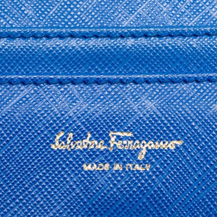 مملوكة مسبقًا Salvatore Ferragamo Blue Leather Gancini Icona Continental Wallet