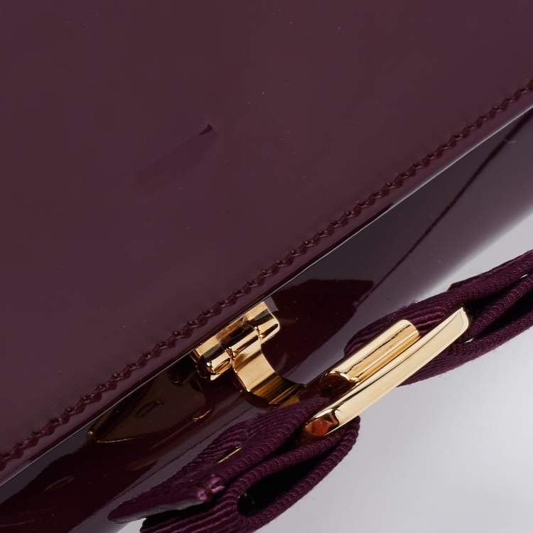 Pre Owned Salvatore Ferragamo Purple Patent Leather Miss Vara Wallet