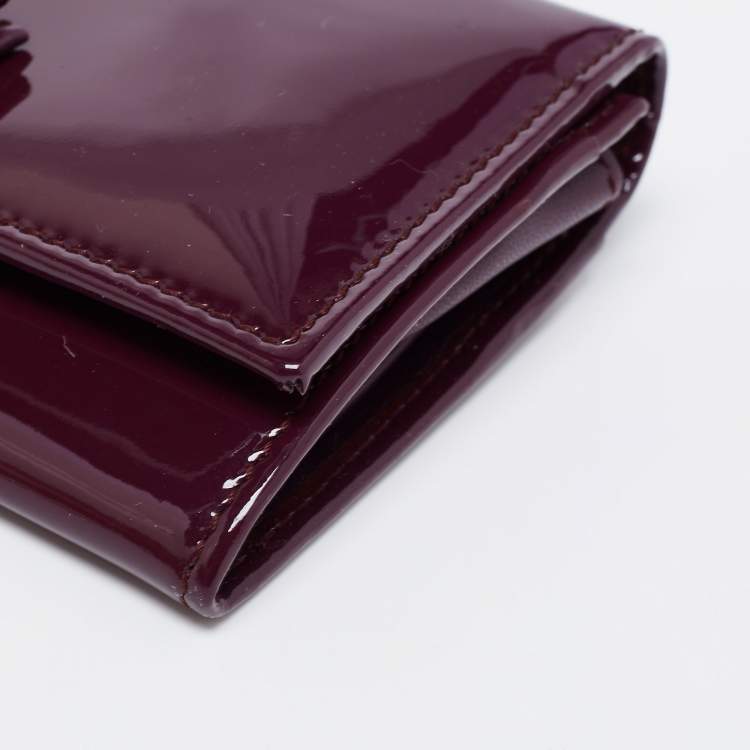 Pre Owned Salvatore Ferragamo Purple Patent Leather Miss Vara Wallet